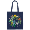 Wild Flowers, Lady Gift, Flowers in A Circle, Love Flowers Canvas Tote Bag