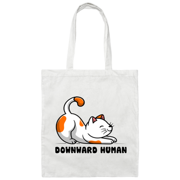 Downward Human, Cute Meow, Yoga Cats Canvas Tote Bag