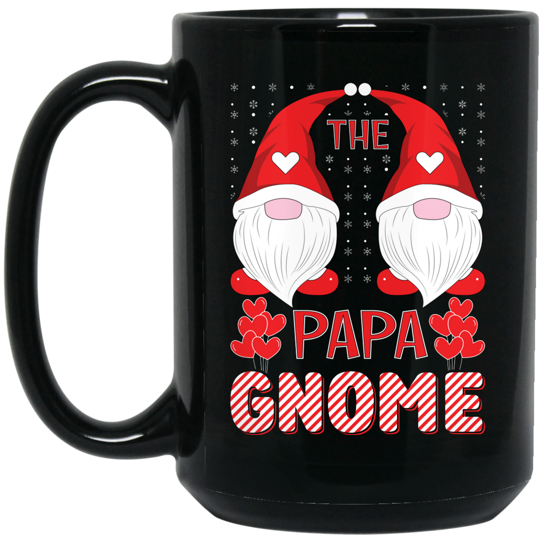 The Papa Gnome, Xmas Gnome, Merry Christmas Black Mug