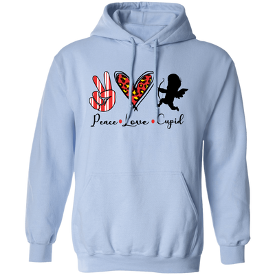 Peace Love Cupid, Leopard Heart, Cupid Lover, Valentine's Day, Trendy Valentine Pullover Hoodie