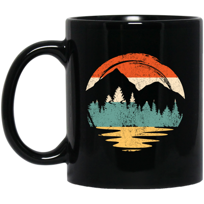 Vintage Mountain, Beach River Forest, Natural Retro, Sunset Cool Black Mug