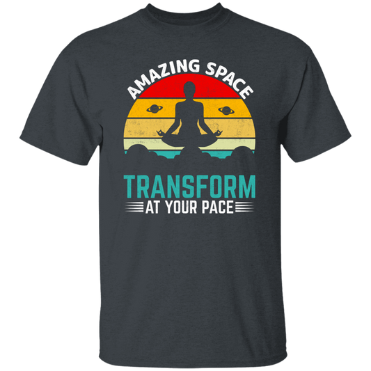 Amazing Space Transform At Your Pace, Retro Yoga Unisex T-Shirt