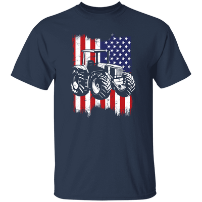 Farm Tractor Usa Flag, Patriotic Vintage Unisex T-Shirt