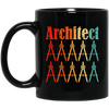 Architecture Student, Architect Compass Retro, Love Math, Love Compass Black Mug