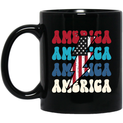 America, Flash America, American Flag, July 4th Black Mug