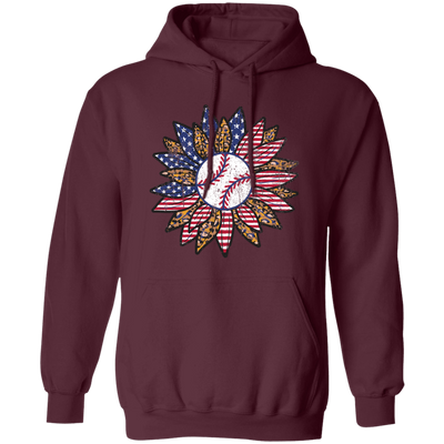 American Baseball, Sunflower Baseball, Leopard Sunflower-4 Pullover Hoodie