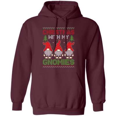 Christmas With My Gnomies, Xmas Gnome, Santa Gnome Pullover Hoodie