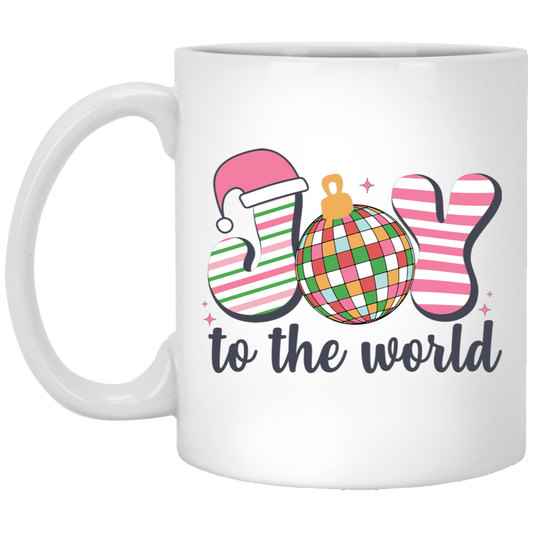 Joy To The World, Disco Ball, Tis The Season, Disco Verse White Mug