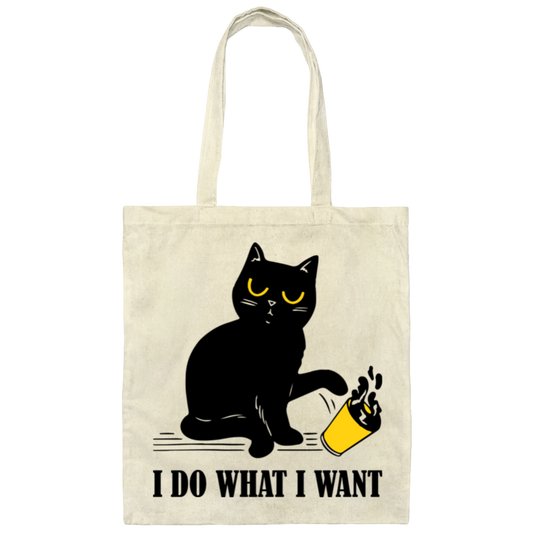 I Do What I Want, Black Cat, Push The Glass Over, Sassy Pussy Canvas Tote Bag