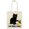 I Do What I Want, Black Cat, Push The Glass Over, Sassy Pussy Canvas Tote Bag