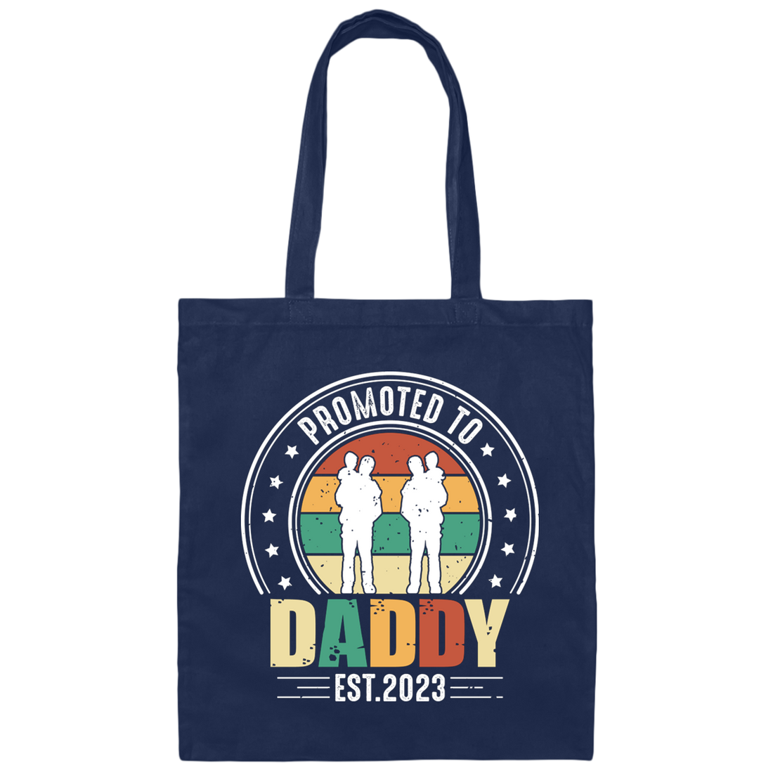 Promoted To Daddy, Retro Dad And Son, Father's Day Gifts Canvas Tote Bag