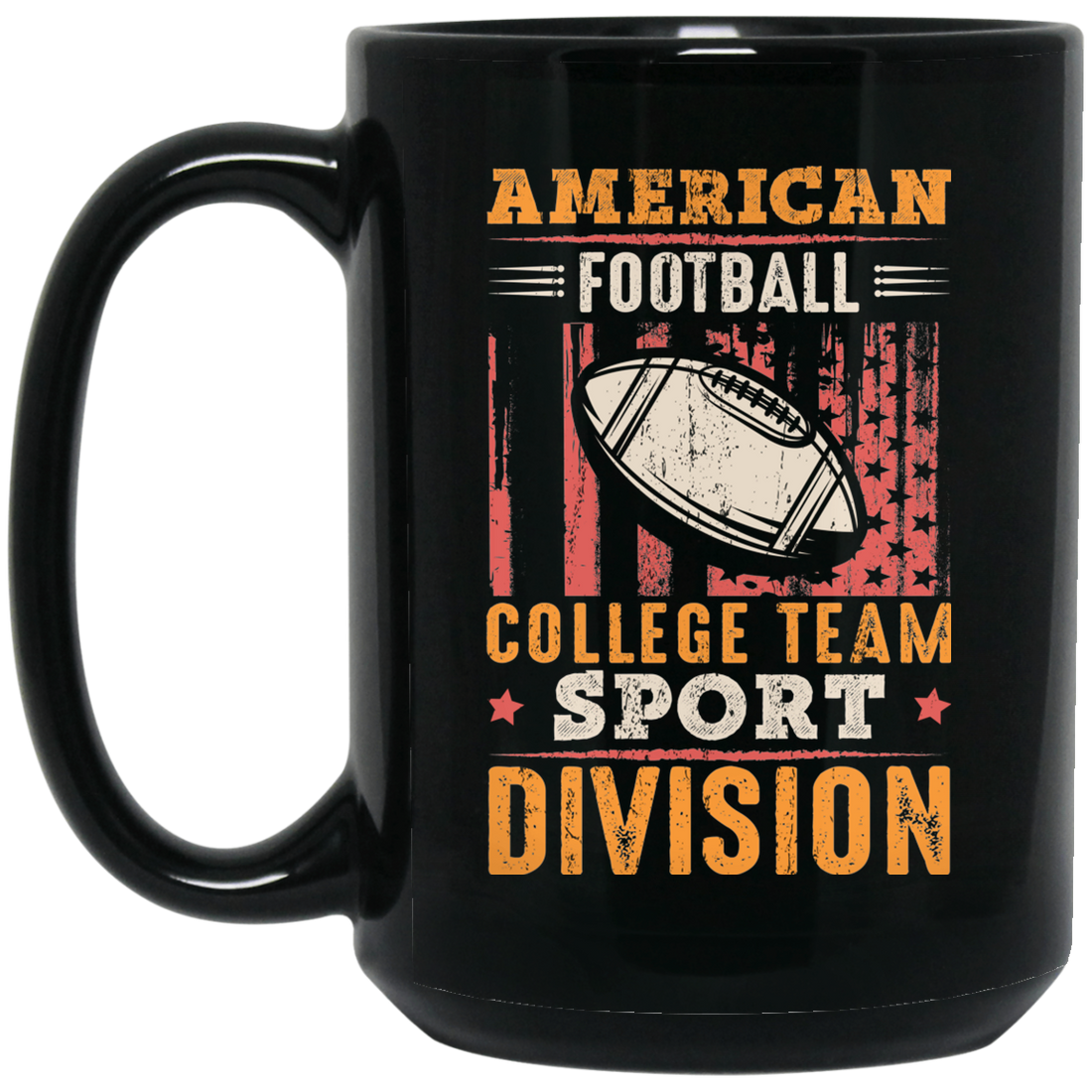 American Football Gift, College Team Sport Dividion, Football Team Black Mug