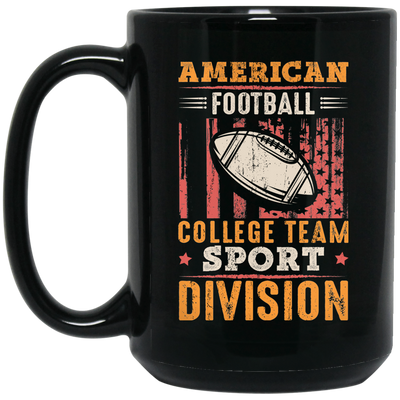 American Football Gift, College Team Sport Dividion, Football Team Black Mug