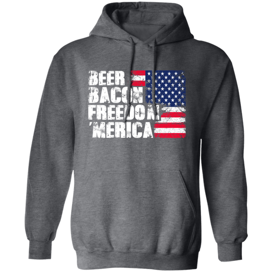 Beer Gift, Bacon Lover, Freedom Gift, American Flag, Love Bacon Gift Pullover Hoodie