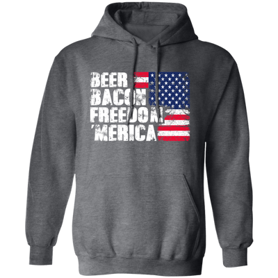 Beer Gift, Bacon Lover, Freedom Gift, American Flag, Love Bacon Gift Pullover Hoodie