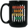 Husband, Daddy, Veteran, Hero, American Hero, Father's Day Black Mug