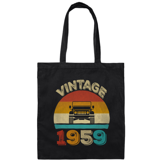 Vintage 1959 Jeeps 60th Birthday Retro Sunset Canvas Tote Bag