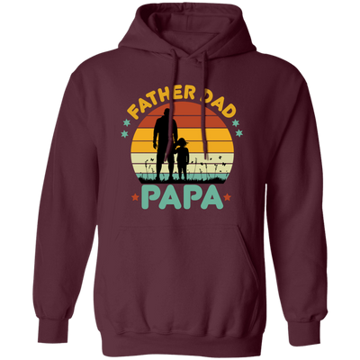 Retro Papa, Father's Day Gift, Daddy And Daughter Silhouette Pullover Hoodie