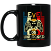 Gamer Love Gift, Level 5 Unlocked, Retro Style For 5th Birthday, Love 5th Black Mug