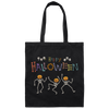 Happy Halloween, Skeleton Dancing, Funny Halloween Canvas Tote Bag