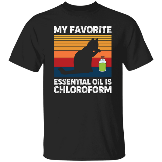 My Favorite Essential Oil Is Chloroform, Retro Cat With Oil Unisex T-Shirt