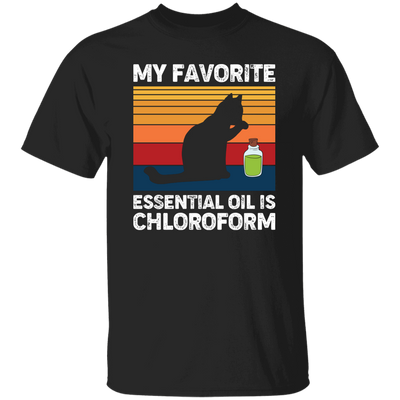 My Favorite Essential Oil Is Chloroform, Retro Cat With Oil Unisex T-Shirt