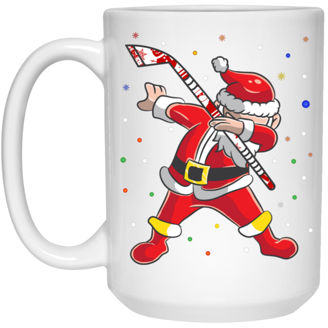 Dabbing Santa, Santa Claus, Sant Play Hockey, Merry Christmas, Trendy Christmas White Mug