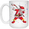 Dabbing Santa, Santa Claus, Sant Play Hockey, Merry Christmas, Trendy Christmas White Mug