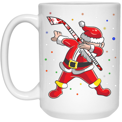 Dabbing Santa, Santa Claus, Sant Play Hockey, Merry Christmas, Trendy Christmas White Mug