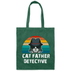 Cat Father Detective Funny, Cat Lover Canvas Tote Bag
