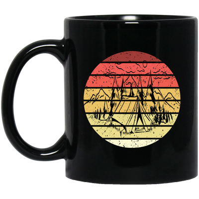 Vintage Camper Camping Retro Landscape Natural Nature Gift For Kids Black Mug