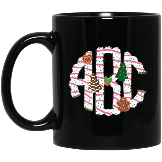 ABC Gingerbread, Alphabet Gingerbread, Xmas Tree Gingerbread, Merry Christmas, Trendy Christmas Black Mug