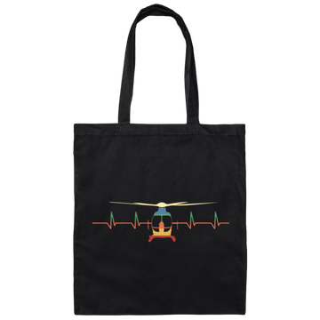 Helicopter Heartbeat, Helicopter Pilot Gift Canvas Tote Bag