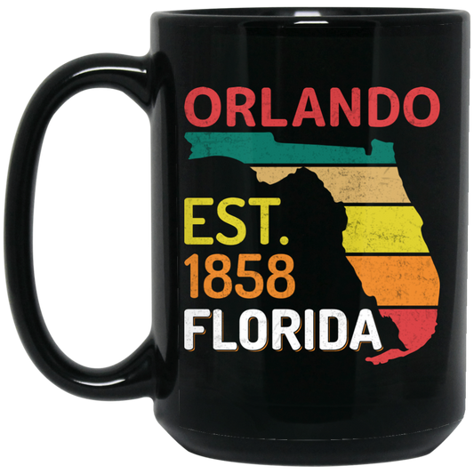 Orlando, Orlando Florida, Established 1858, Retro Orlando Black Mug