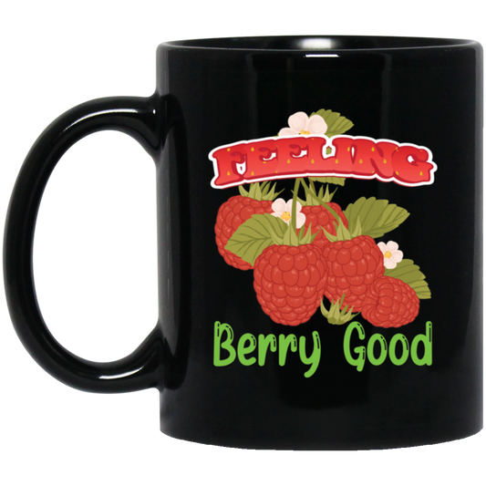 Feeling Berry Good, Feel Very Good, Cute Berry, Merry Christmas, Trendy Christmas Black Mug