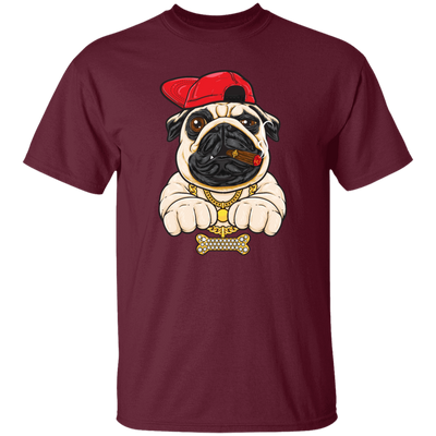 Funny Cartoon Hip Hop Pug Dog, Pug Love Gift, Cool Pug, Rich Pug Unisex T-Shirt