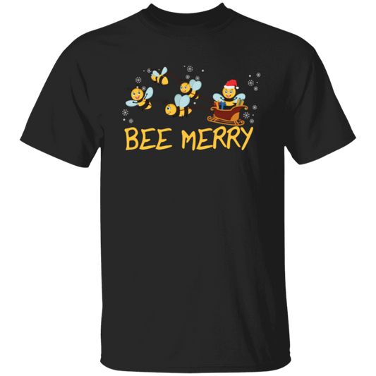 Bee Merry, Cute Bee, Funny Bee, Bee Christmas, Merry Christmas, Trendy Christmas Unisex T-Shirt