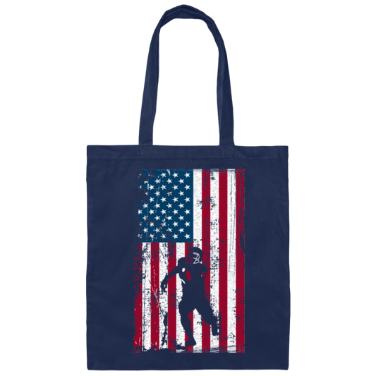 American Football Player USA Flag Gift Canvas Tote Bag