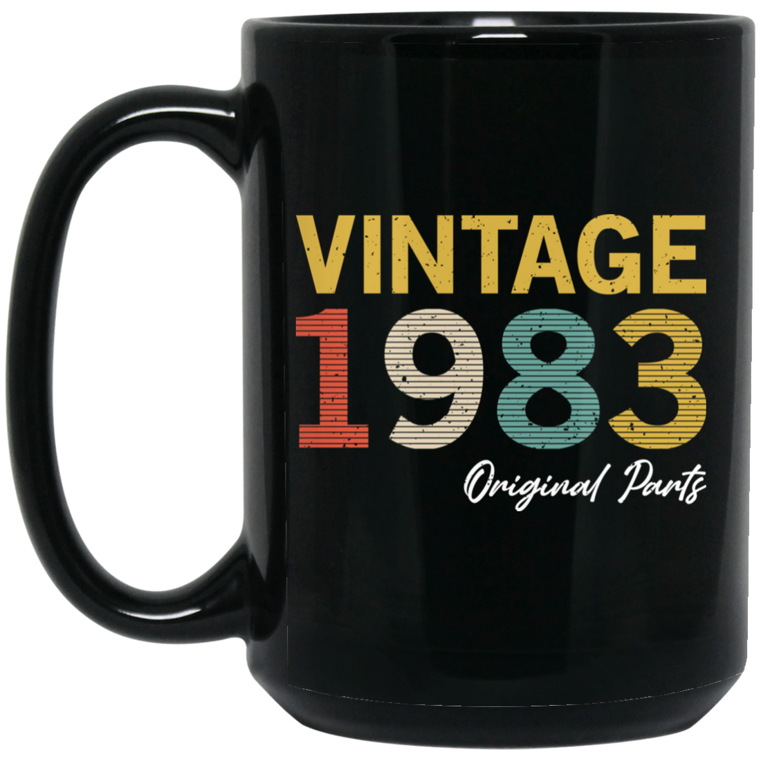 1983 Love Gift, Vintage 1983, 1983 Original Parts, Lover 1983 Gift Black Mug