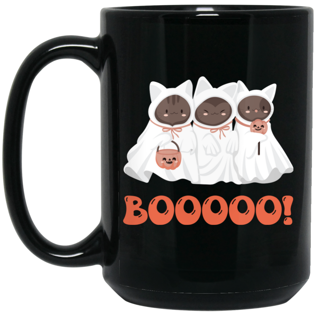 Boo Cat, Cute Boo, Cute Cat, Happy Cat, Happy Halloween Black Mug