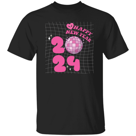 Happy New Year, 2024 New Year, Pink Bauble, Trendy New Year, Merry Christmas, Trendy Christmas Unisex T-Shirt