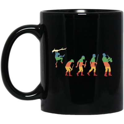 Evolution Saxophone, Music Lover, Jazz Musician, Instrument Vintage Black Mug