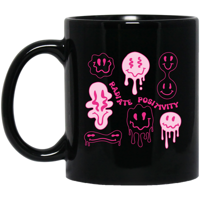 Radiate Positivity, Groovy Smile Face, Radiate Positivity Energy Black Mug