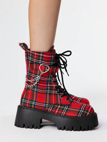 Stomp into the room with attitude in these badass lace-up motorcycle boots. Featuring a chunky heel and gothic platform sole, they're built for rebels who refuse to blend in. The edgy ankle silhouette pairs perfectly with everything from ripped jeans to leather jackets, giving you that effortlessly cool grunge vibe. Whether you're hitting the streets or making a statement, these boots deliver serious style with an uncompromising edge. Own your look.