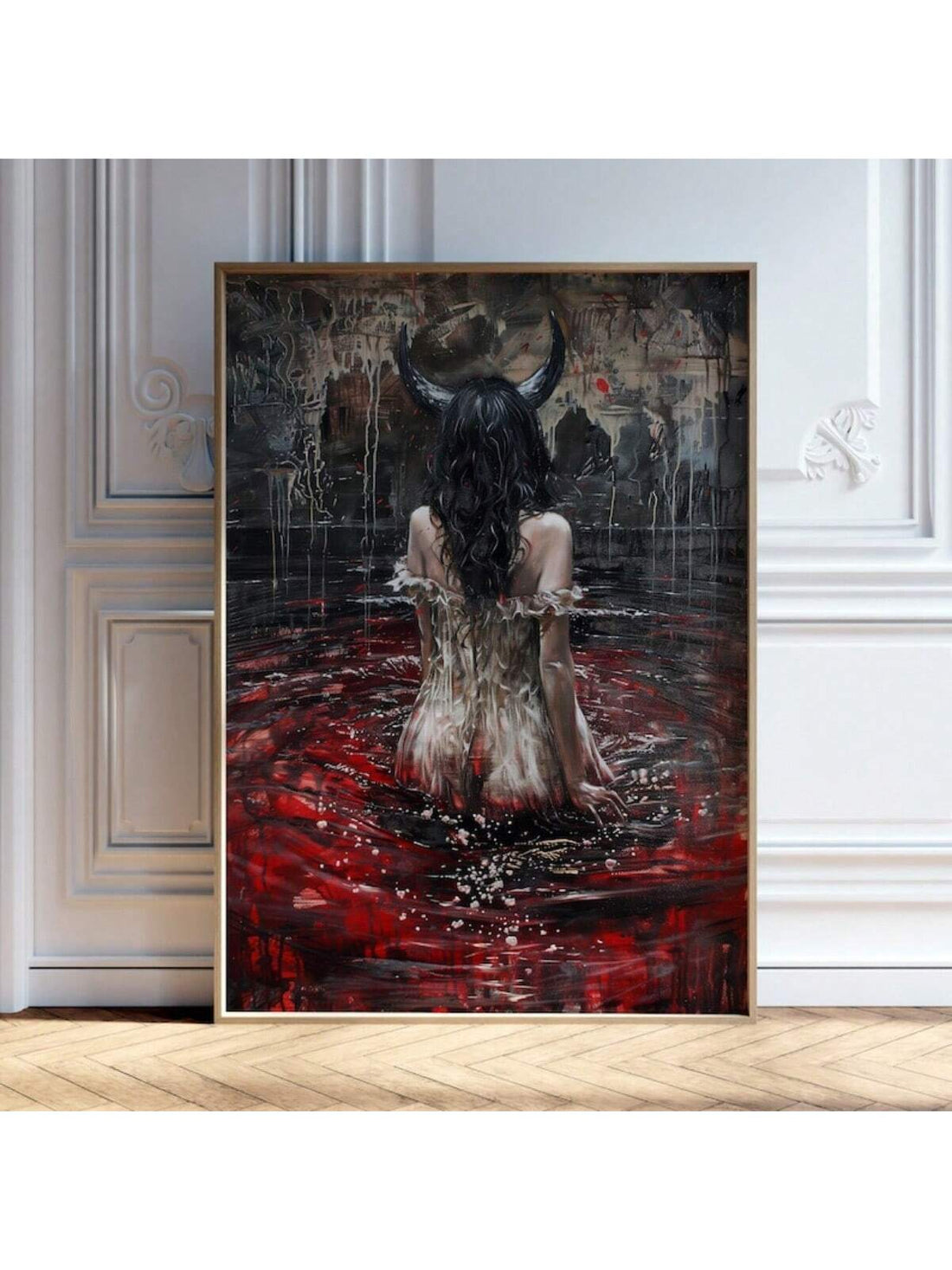 Bring a touch of dark charm to your space with this vintage-inspired demon woman canvas wall art. Perfect for adding spooky sophistication to your home or Halloween setup, its gothic design blends mysterious elegance with eerie allure. A playful yet haunting piece that intrigues and captivates, making your decor delightfully wicked.