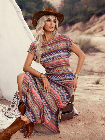 Step into summer with the playful charm of our Summer Casual Stripe Dobby Long Dress. Its breezy stripes and lightweight dobby fabric make it perfect for vacation days or casual outings. Effortlessly stylish, this dress brings relaxed bohemian vibes wherever you go, keeping you cool and comfortable while turning heads with every step.