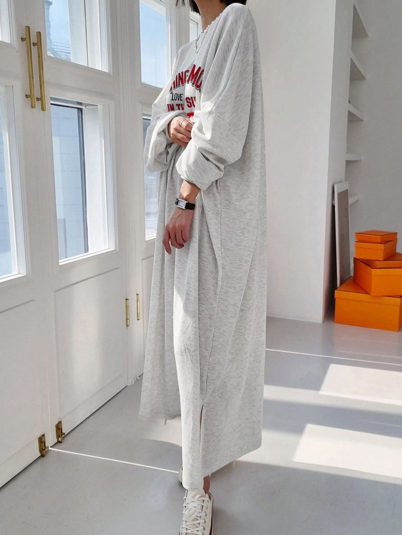 Unleash your inner fashionista with our Effortless Chic: Casual Long Sleeve Dress! Featuring a trendy letter print, this dress effortlessly combines style and comfort. Perfect for any casual occasion, this dress is a must-have for your wardrobe. So go ahead and make a statement in our chic and playful dress!