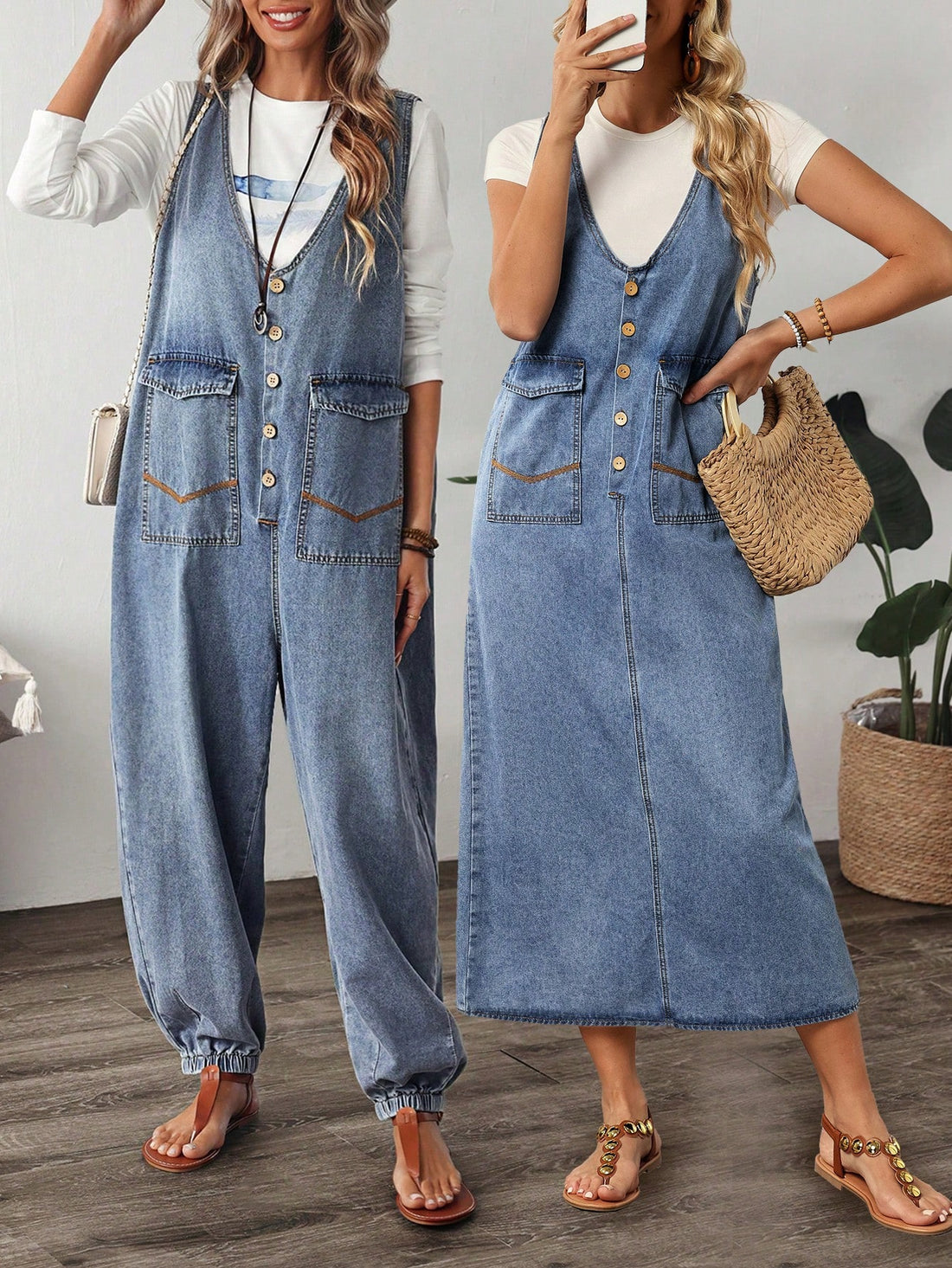 Effortless Chic: The perfect outfit for when you want to look stylish without trying too hard. This Women's Button-Up Casual Denim Dress is both comfortable and fashionable, with a convenient pocket for your essentials. Stay effortlessly chic and comfortable all day long.