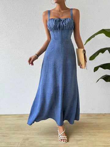 Effortlessly elegant, this maxi cami dress is perfect for stylish beach getaways. Featuring a pleated bust for a touch of sophistication, this dress provides effortless style and comfort. Enjoy the ease of dressing up without the fuss. Perfect for your next getaway!