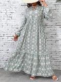 Upgrade your wardrobe with our Effortless Elegance: Plus Size Casual Allover Print Lantern Sleeve Long Dress. Made for comfort and style, enjoy the flowy silhouette and eye-catching print. Perfect for any occasion, you'll effortlessly stand out in this elegant dress.